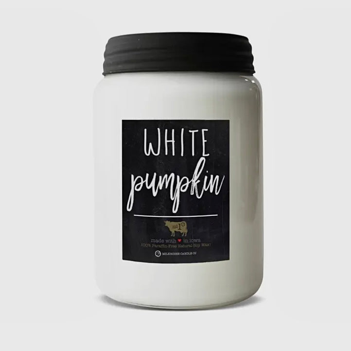 26 OZ WHITE PUMPKIN MILKHOUSE CANDLE CO FARMHOUSE JAR