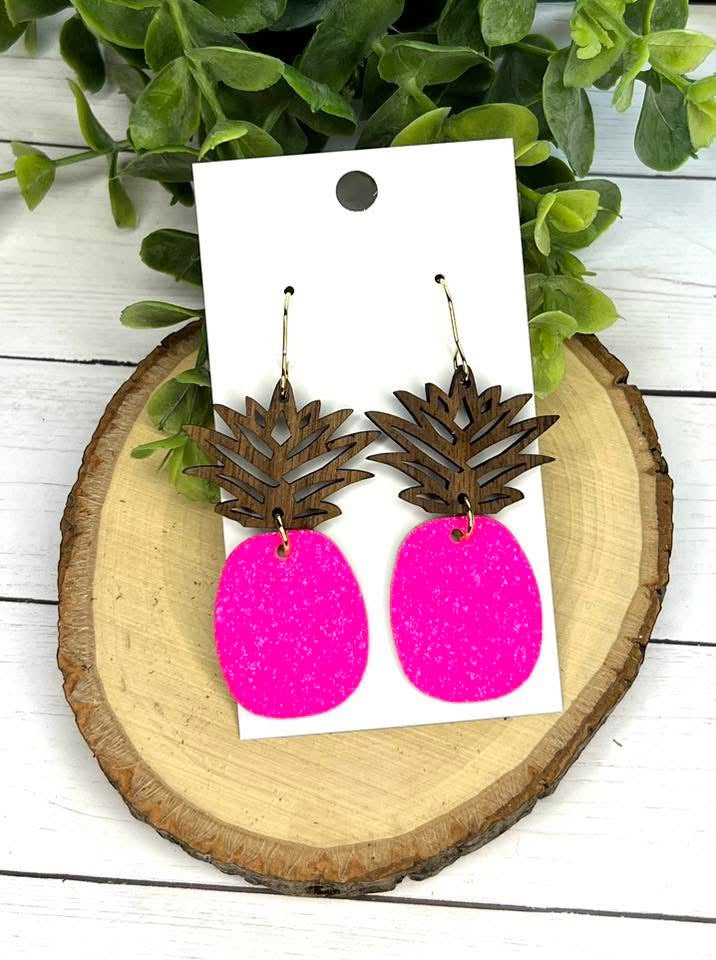 WOOD TOPPER FOR "CROWN" OF LEATHER PINEAPPLE HANDMADE EARRINGS BY B.O.D