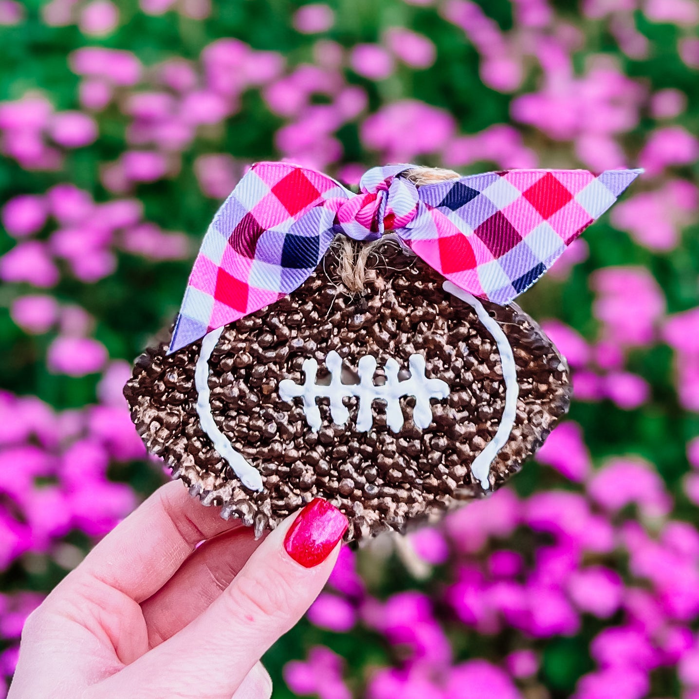 Football Bow Ties & Bourbon Red/Black Ribbon Freshie