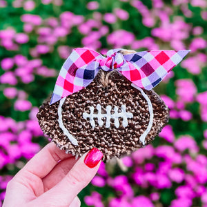 Football Bow Ties & Bourbon Red/Black Ribbon Freshie