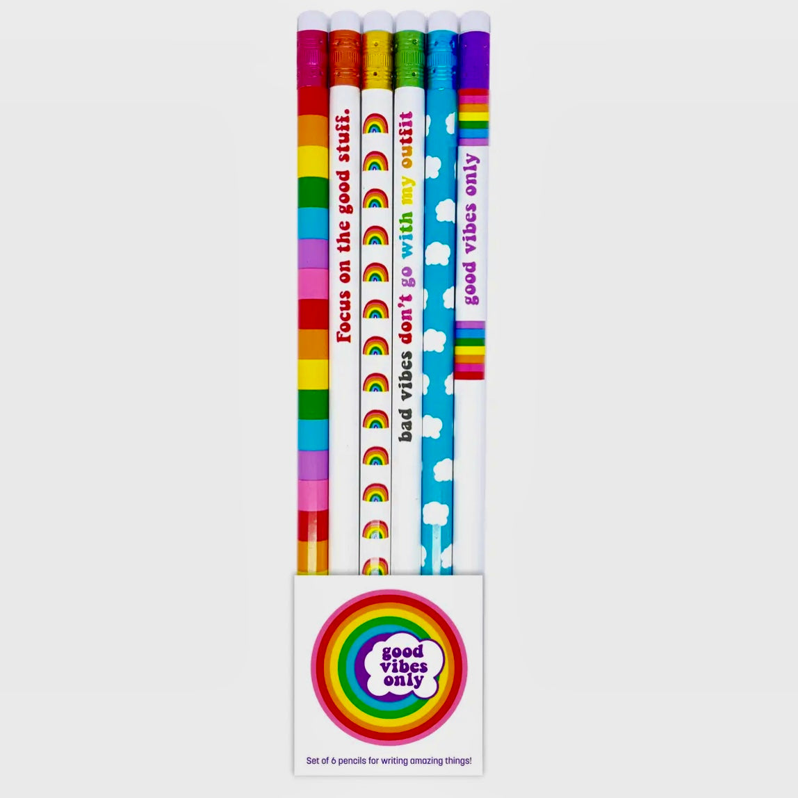 GOOD VIBES ONLY RAINBOW WRITING PENCILS SET