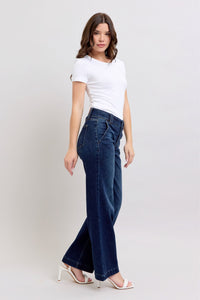 DARKWASH HIGH WAIST WIDE LEG "TROUSER LOOKING JEANS" JUDY BLUE DENIM