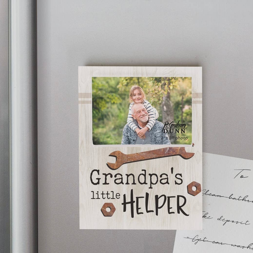 Grandpa's Little Helper Photo Frame 2x3 Photo Magnetic Or Stand Up