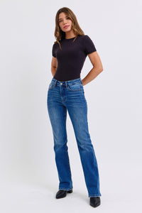 MID RISE THERMAL BOOTCUT DARKWASH JUDY BLUE DENIM