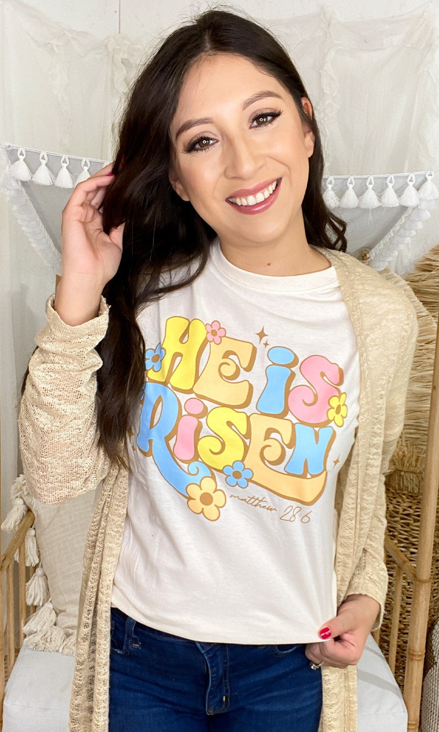 HE IS RISEN GRAPHIC EASTER TEE- SALE