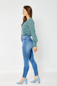 MEDIUM WASH HIGH WAIST TUMMY CONTROL CLASSIC SKINNY JUDY BLUE DENIM