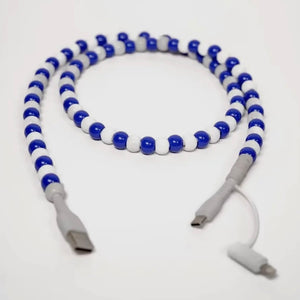 FANCY SMANCY BEADED CHARGING CABLES (USB-A TO DUAL USB-C / LIGHTENING 3 FOOT
