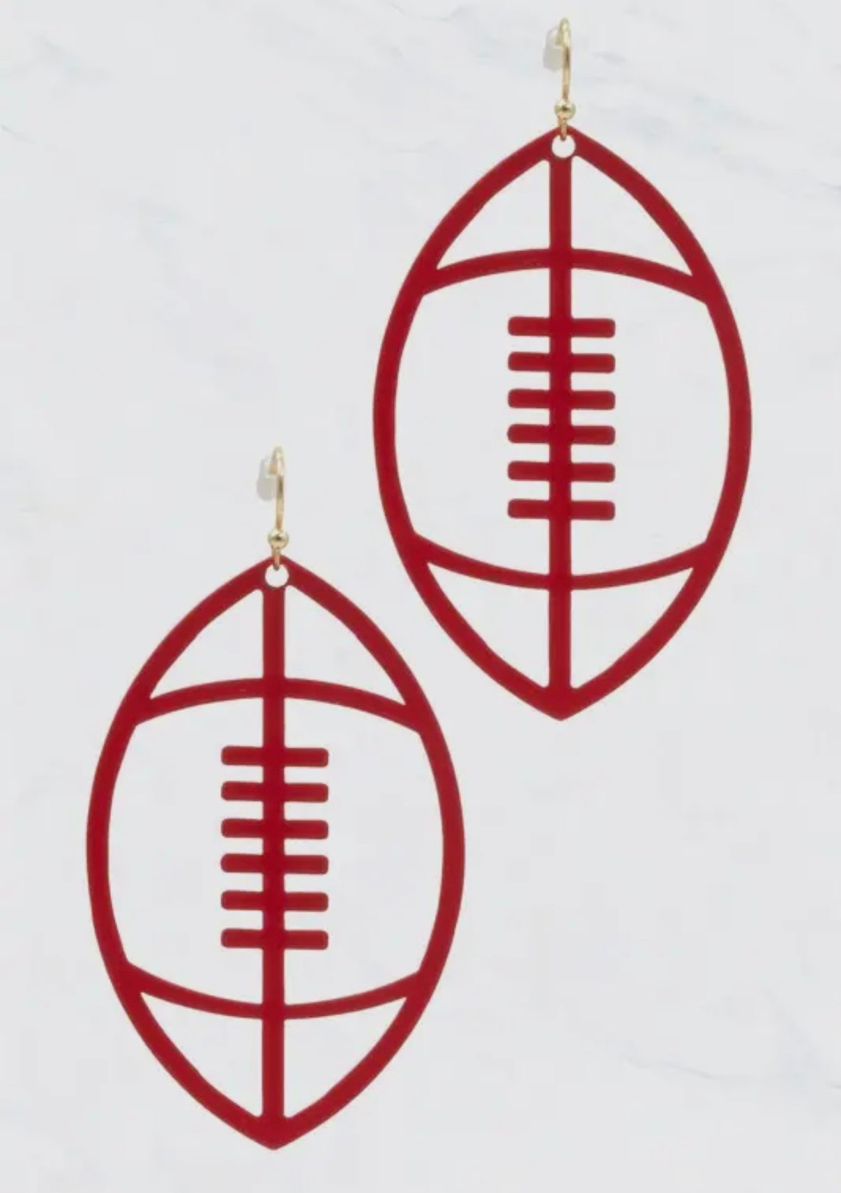 COLORED FILIGREE THIN FOOTBALL CUTOUT EARRINGS