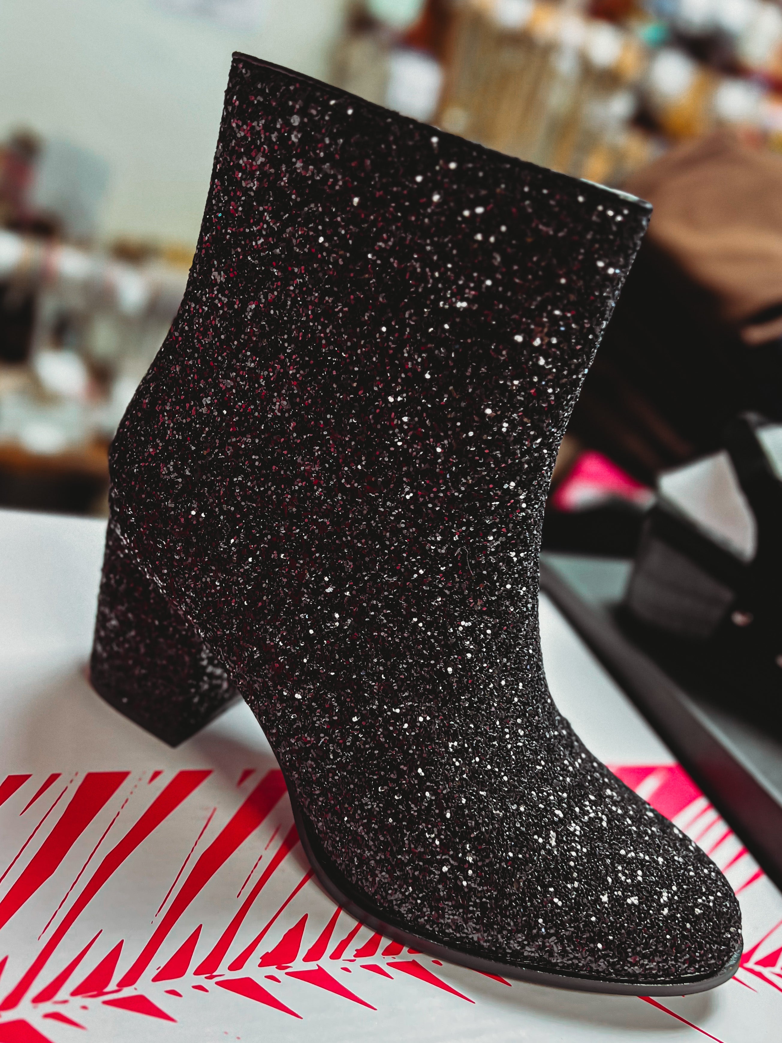 Razzle Dazzle Black Glitter Boots Corkys- SALE- SIZES 9,10,11 LEFT