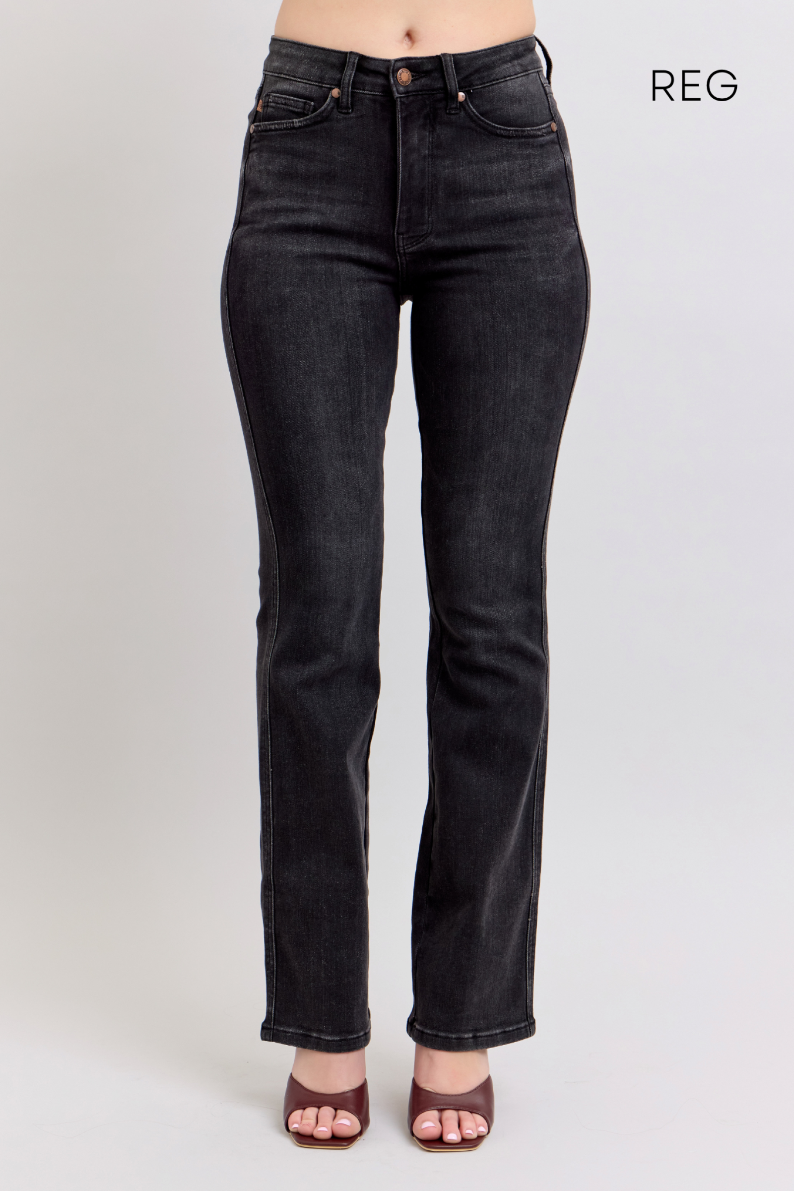 BLACK HIGH WAIST BOOTCUT TUMMY CONTROL *REGULAR INSEAM* JUDY BLUE DENIM