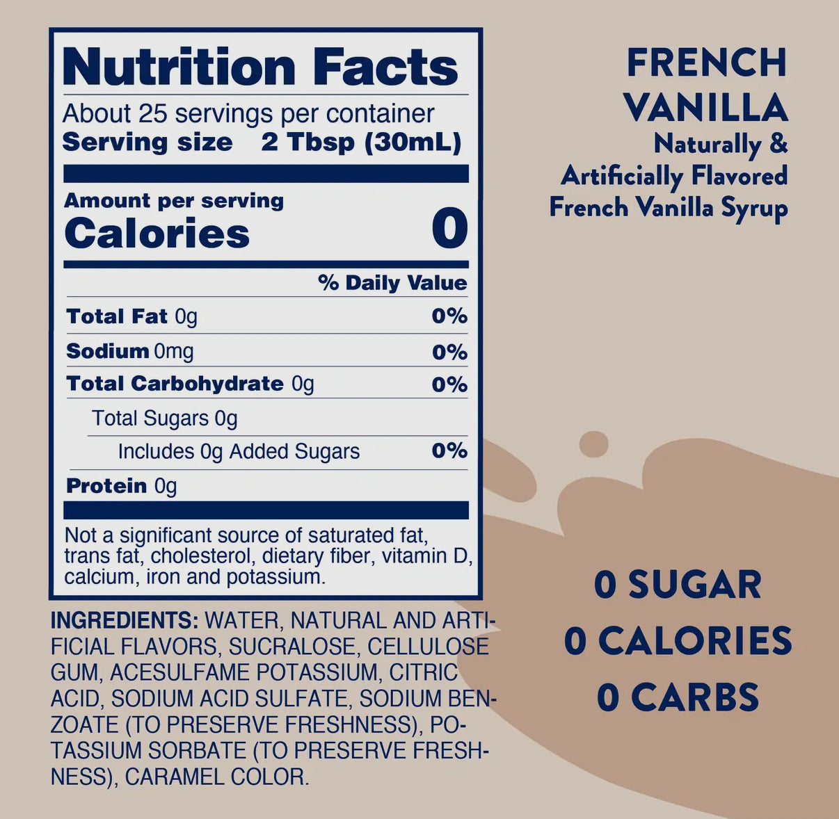 JORDAN'S SKINNY SYRUPS FRENCH VANILLA FLAVOR