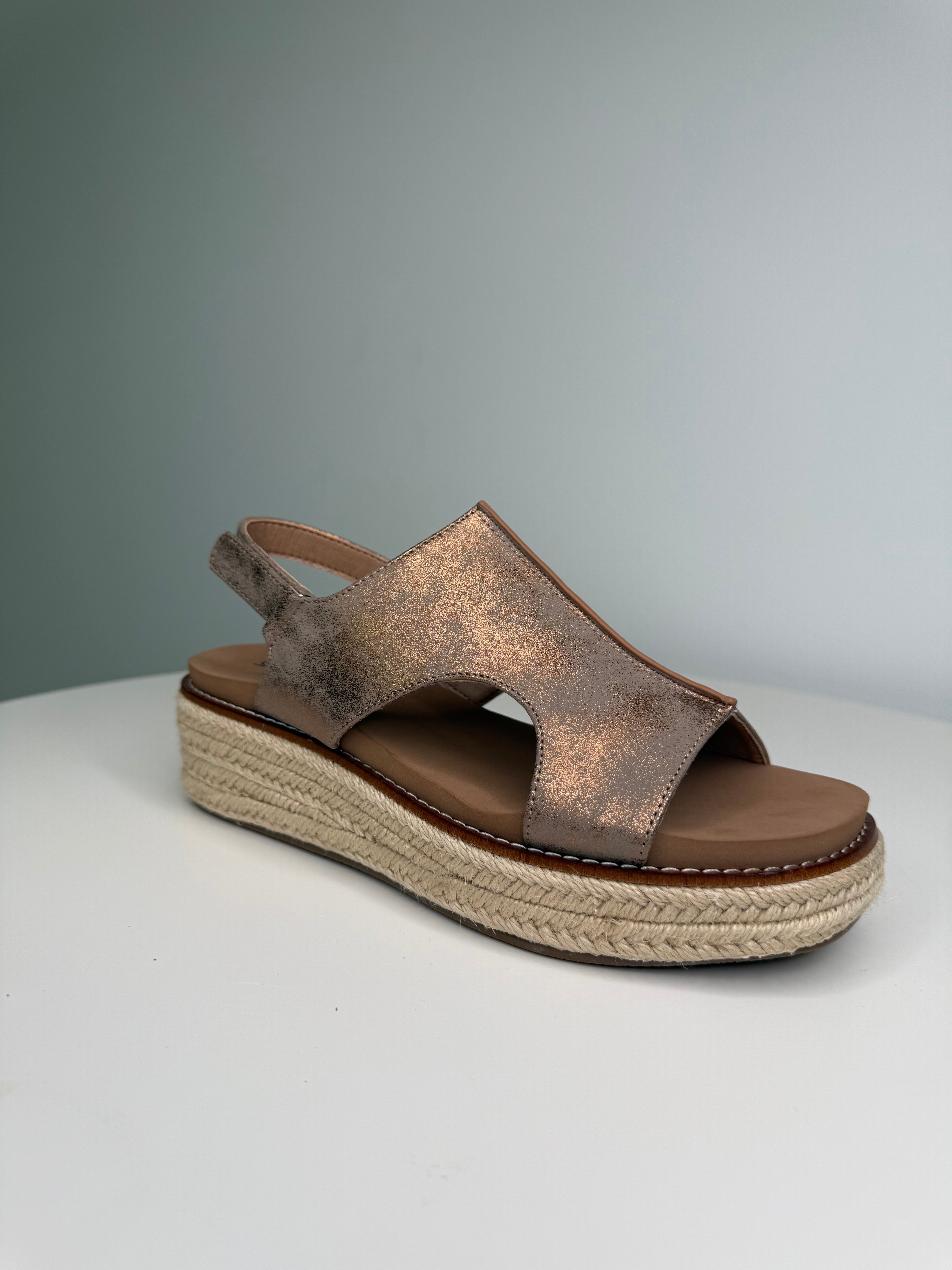 READY OR NOT BRONZE METALLIC CORKYS SANDAL WEDGES