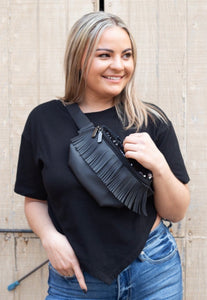 The Saddy Fringe Black Belt Bag