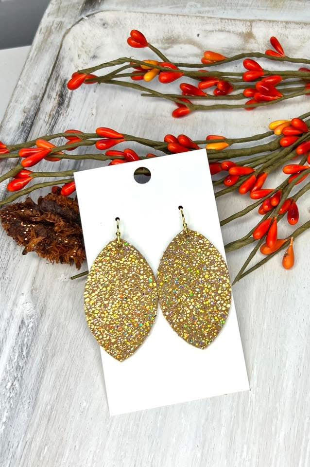 SHIMMER METALLIC TEARDROP LEATHER HANDMADE EARRINGS BY B.O.D
