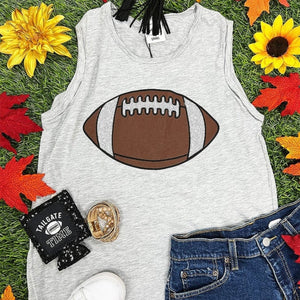 Grey Glitter Football Tank