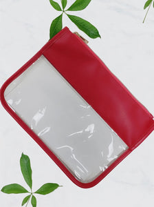 Clear Red Cosmetics Toiletry Handbag