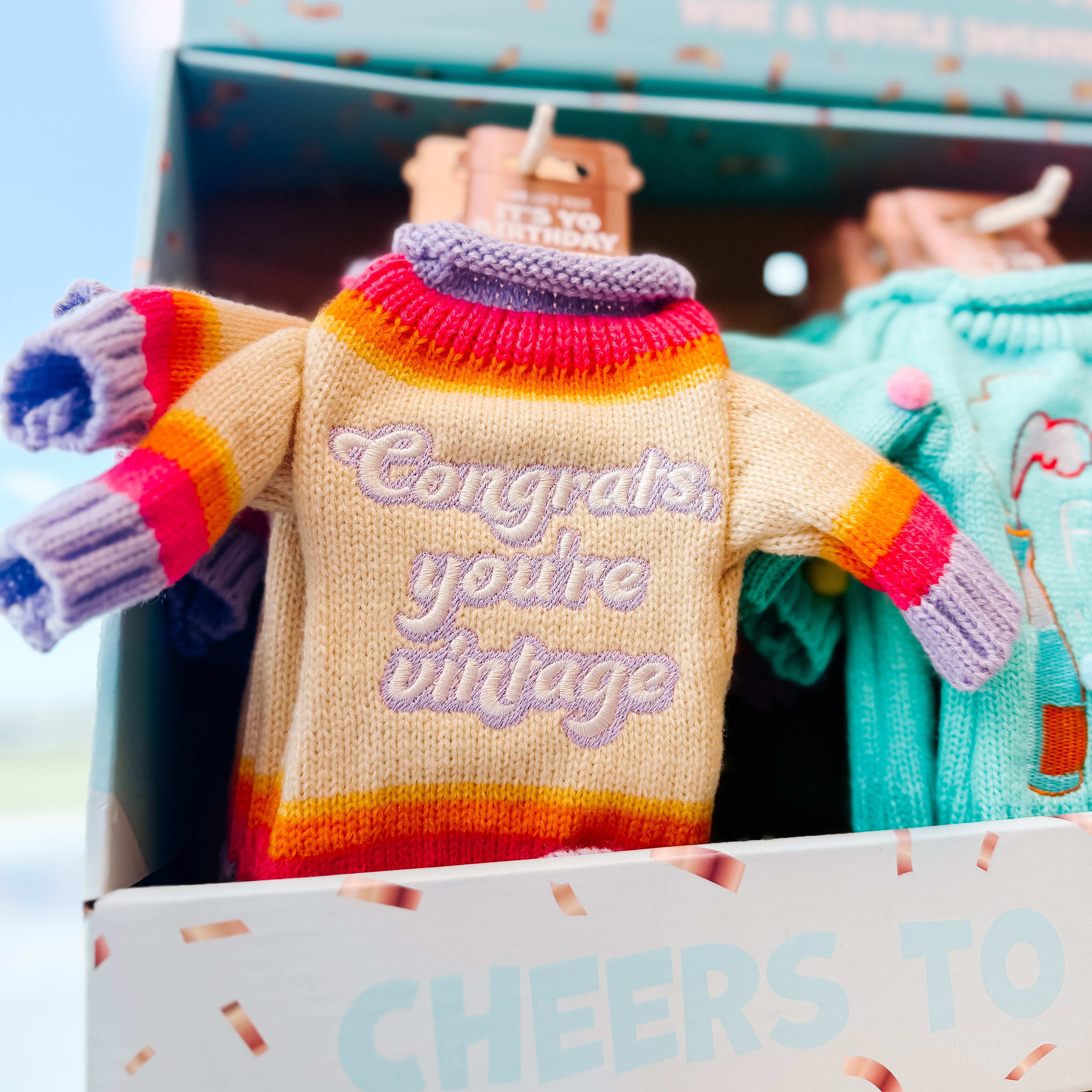 TWO LEFT FEET IT'S YO' BIRTHDAY WINE & BOTTLE SWEATER GAG GIFT