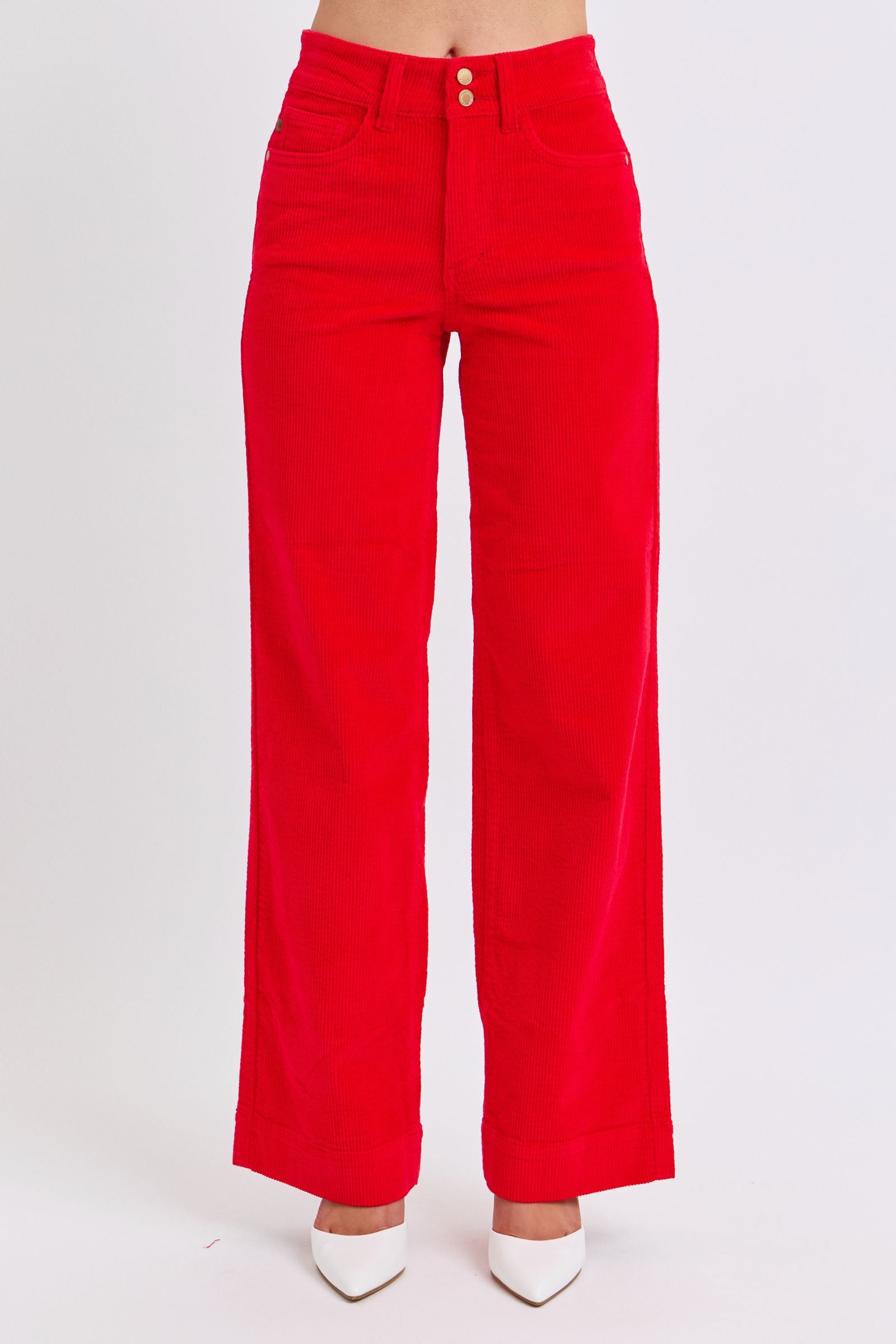 RUBY HIGH WAIST CORDUROY TROUSER WIDE LEG JUDY BLUE DENIM