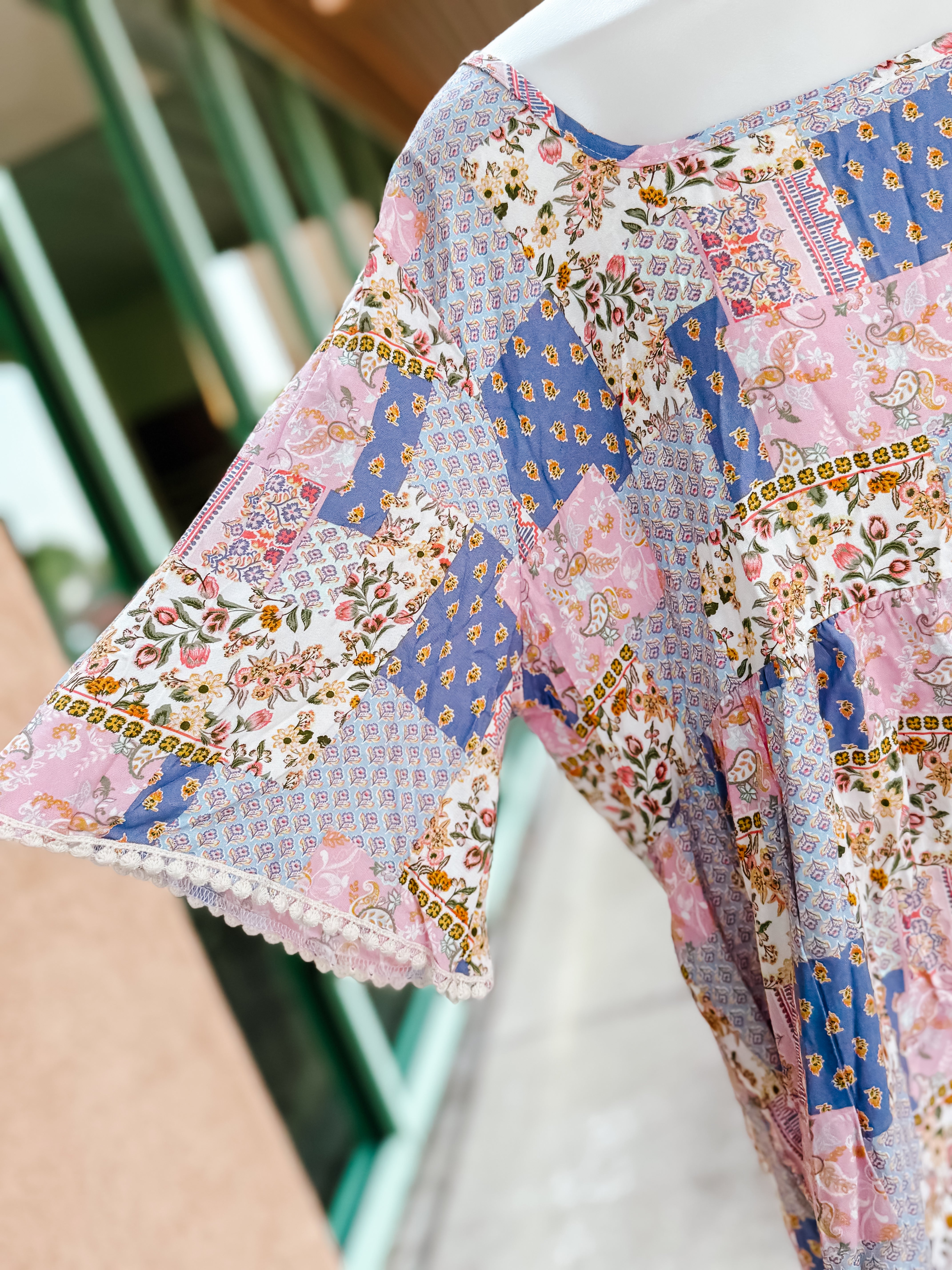 Lavender Boho Flutter Short Sleeve Top- PLUS- SALE