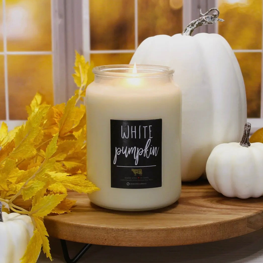 26 OZ WHITE PUMPKIN MILKHOUSE CANDLE CO FARMHOUSE JAR