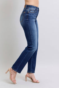 DARKWASH VINTAGE WASH THERMAL STRAIGHT LEG JUDY BLUE DENIM