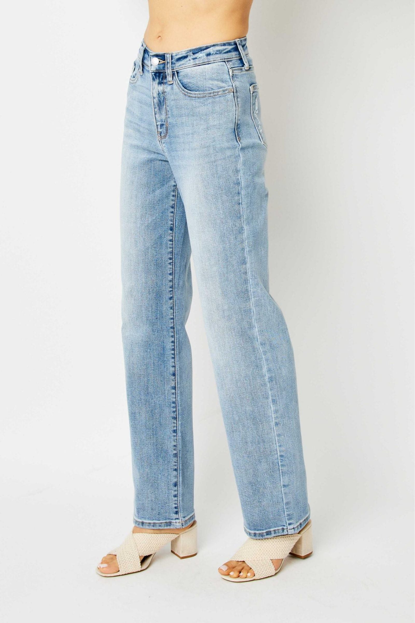 LIGHT WASH HIGH WAIST STRAIGHT LEG JUDY BLUE DENIM