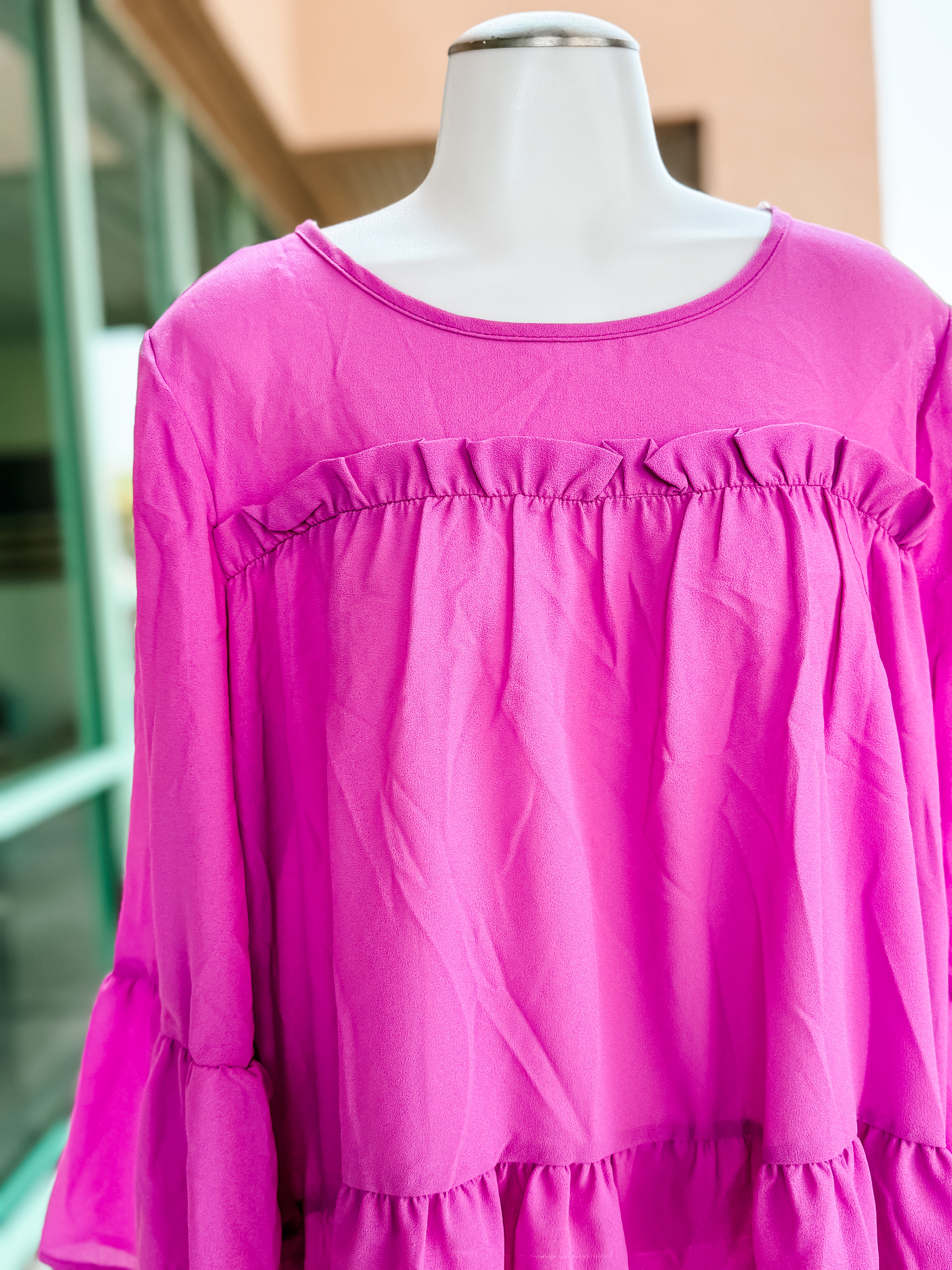 Orchid Frilly Woven Ruffle Blouse- SALE