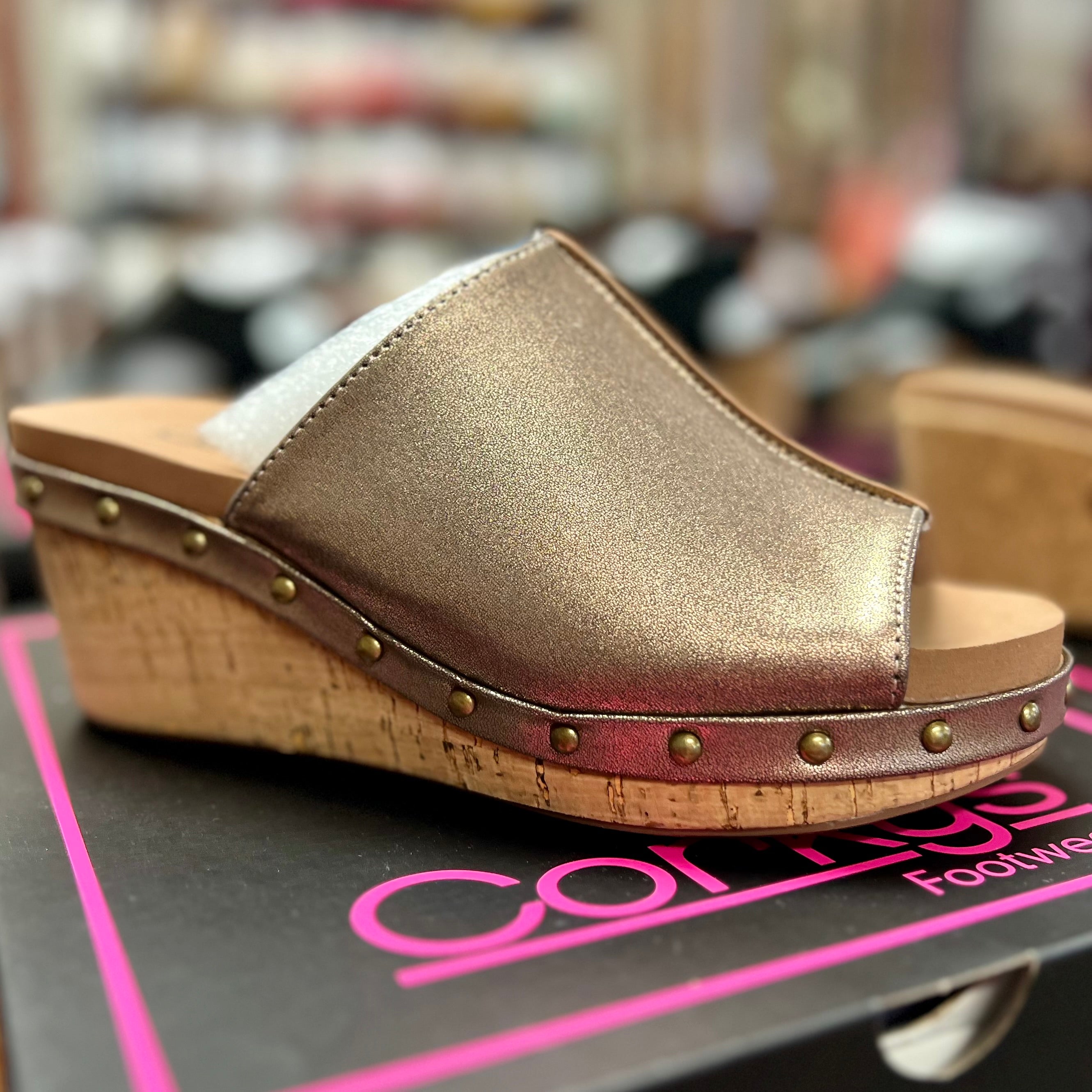 HISSY FIT BROWN CORKYS SANDAL WEDGES