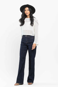 Judy Blue Darkwash High Waist Front Seam Dart Detail Wide Leg Denim- SIZE: 0 left.