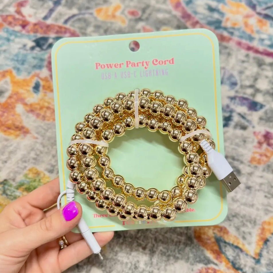 FANCY SMANCY BEADED CHARGING CABLES (USB-A TO DUAL USB-C / LIGHTENING 3 FOOT