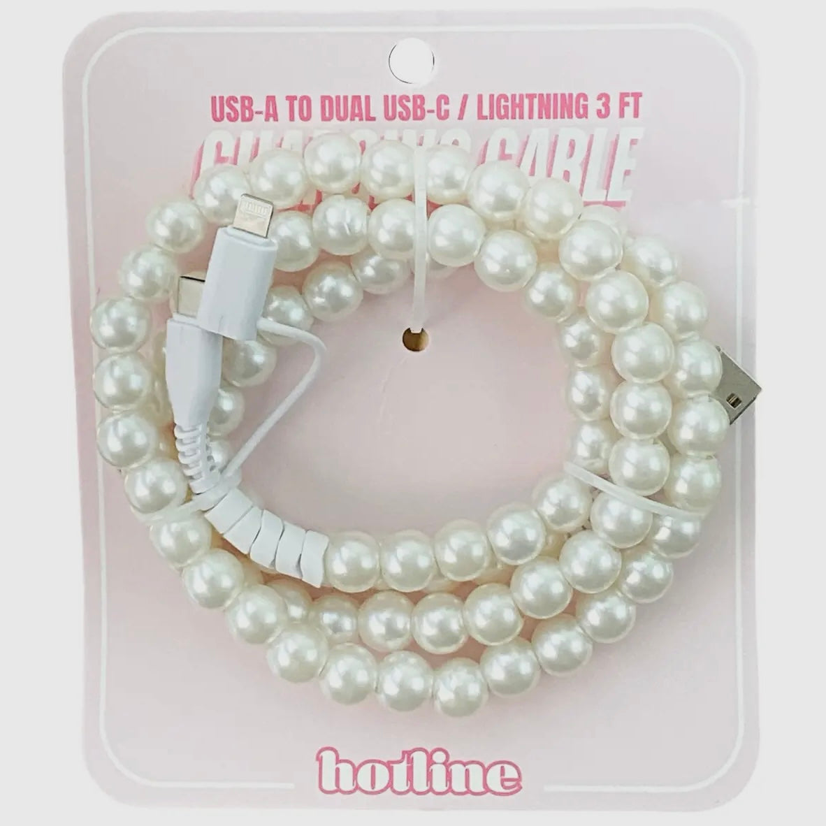 FANCY SMANCY BEADED CHARGING CABLES (USB-A TO DUAL USB-C / LIGHTENING 3 FOOT