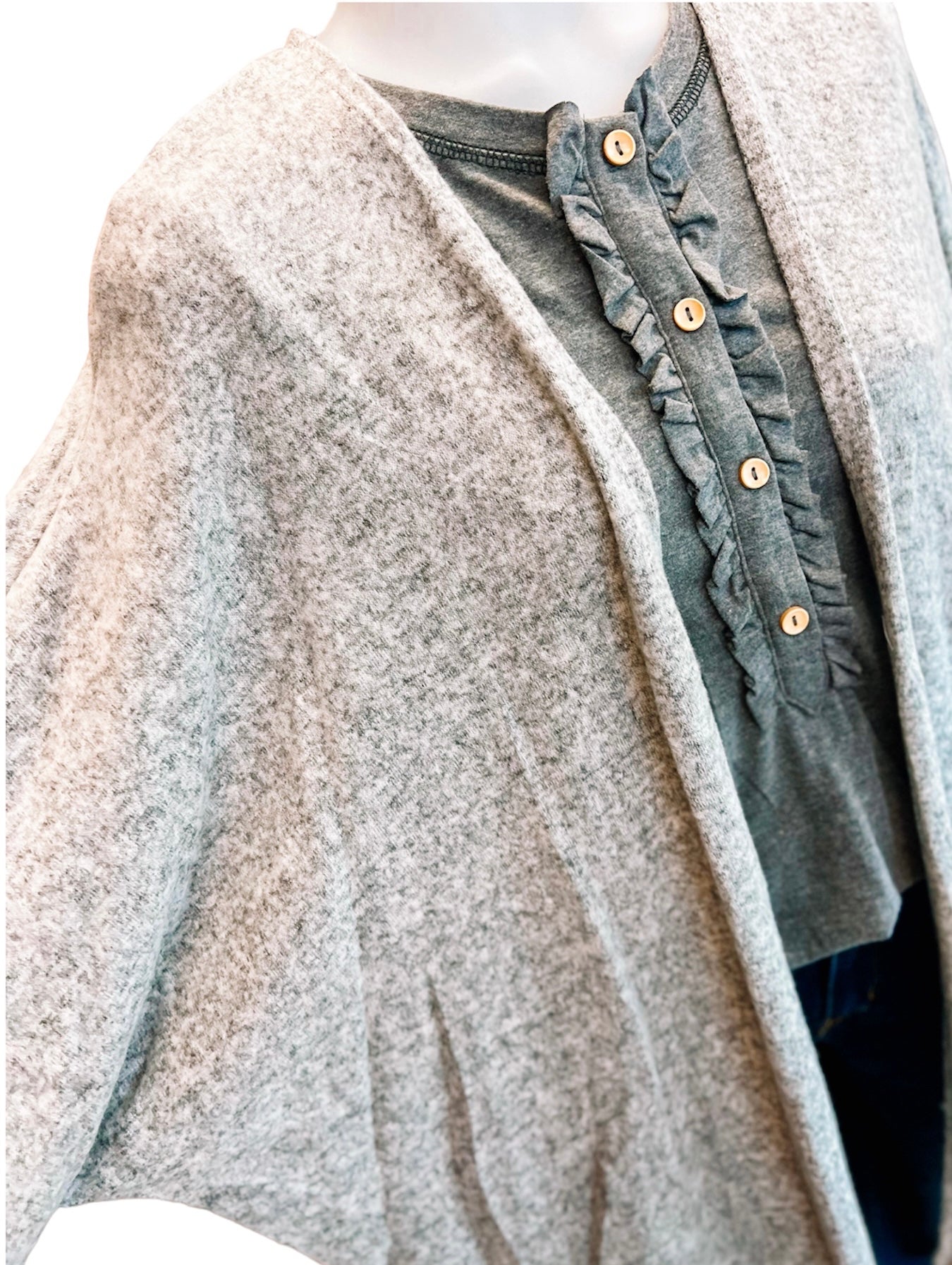 Heather Grey Solid Dolman Cardigan