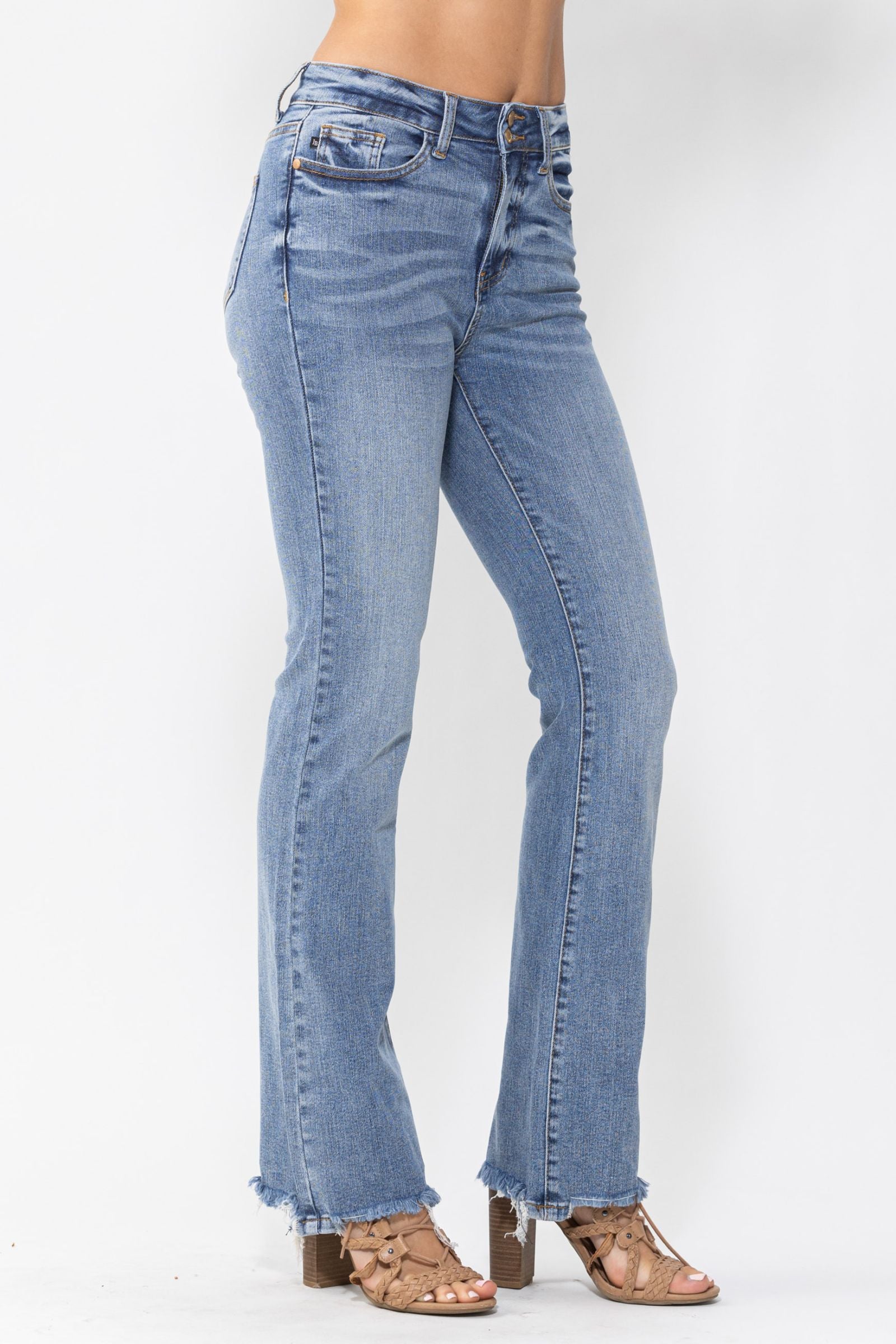 MEDIUM WASH HIGH WAIST DOUBLE BUTTON BOOTCUT JUDY BLUE DENIM