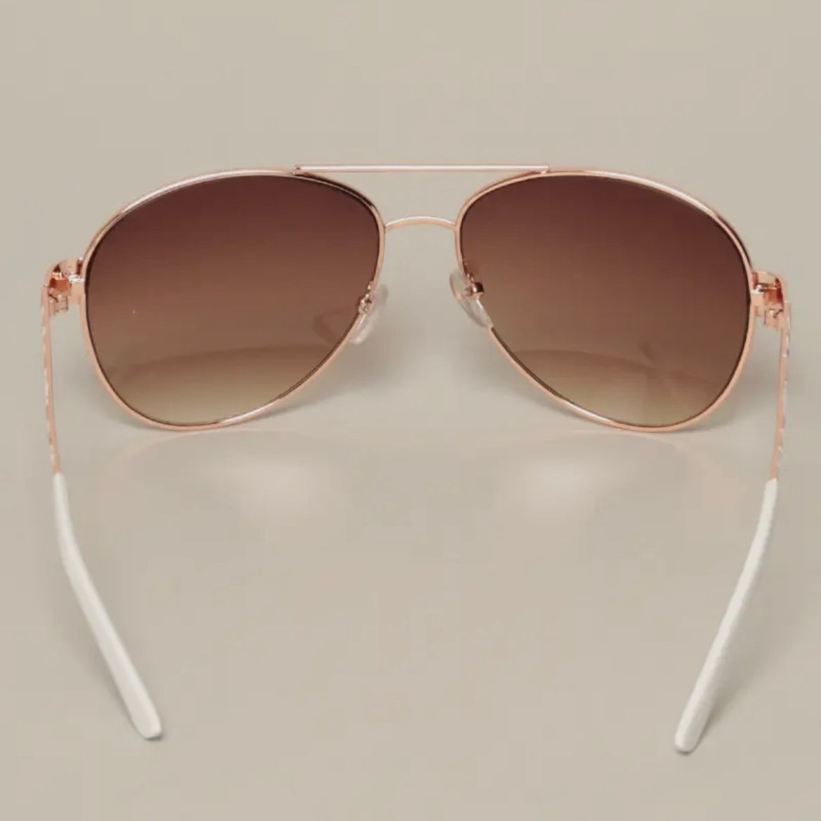 Aviator Sunglasses Tined Lenses Embellished Design Sides