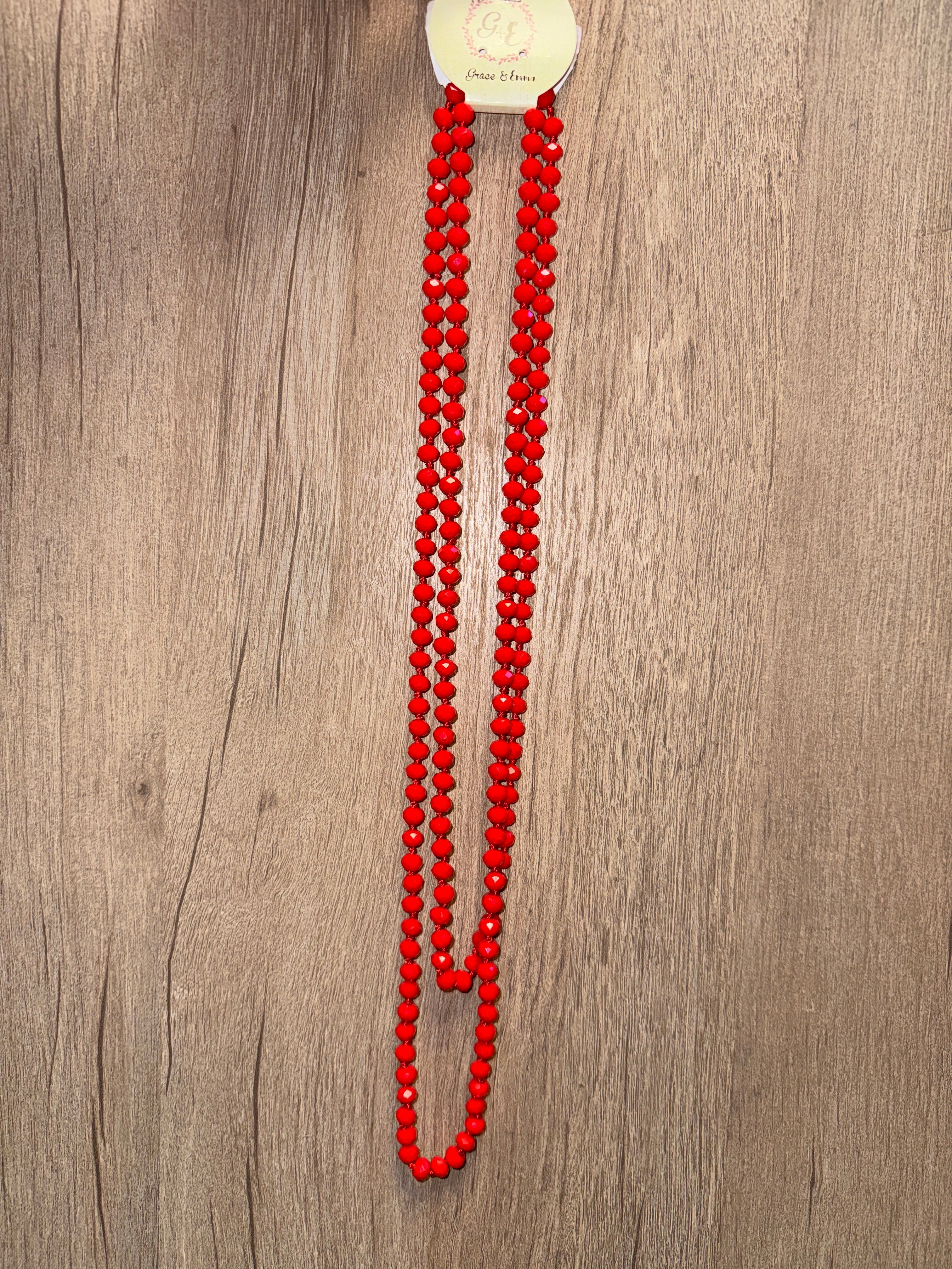 Red Beaded Double Wrap Necklace - SALE