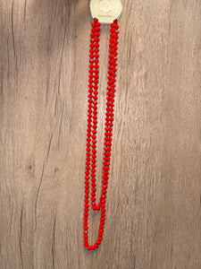 Red Beaded Double Wrap Necklace - SALE