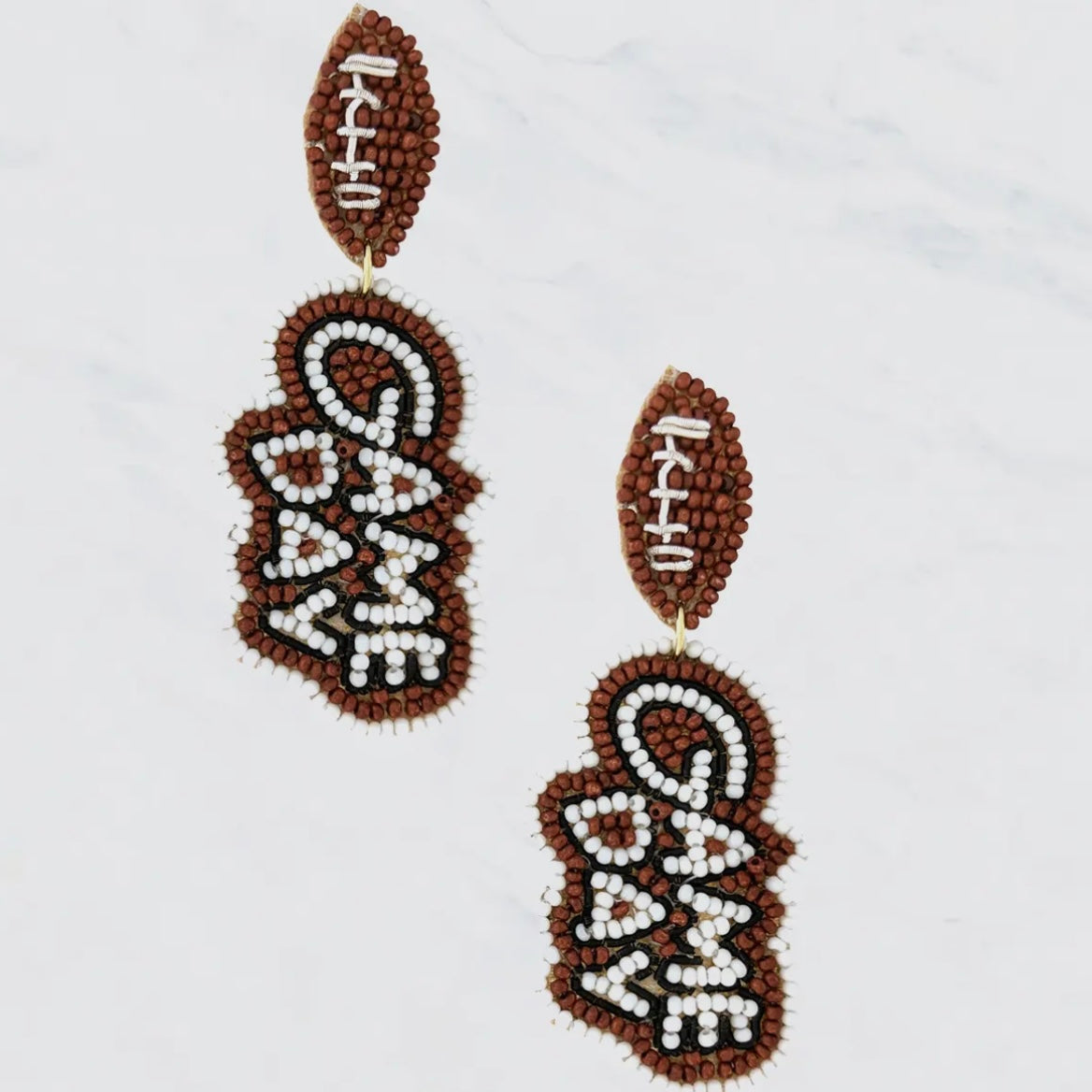 GAME DAY FOOTBALL SEEDBEAD EARRINGS