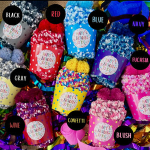 HAPPY BIRTHDAY COZY CUPCAKE SOCKS HANDCRAFTED BY DAISY DUNES