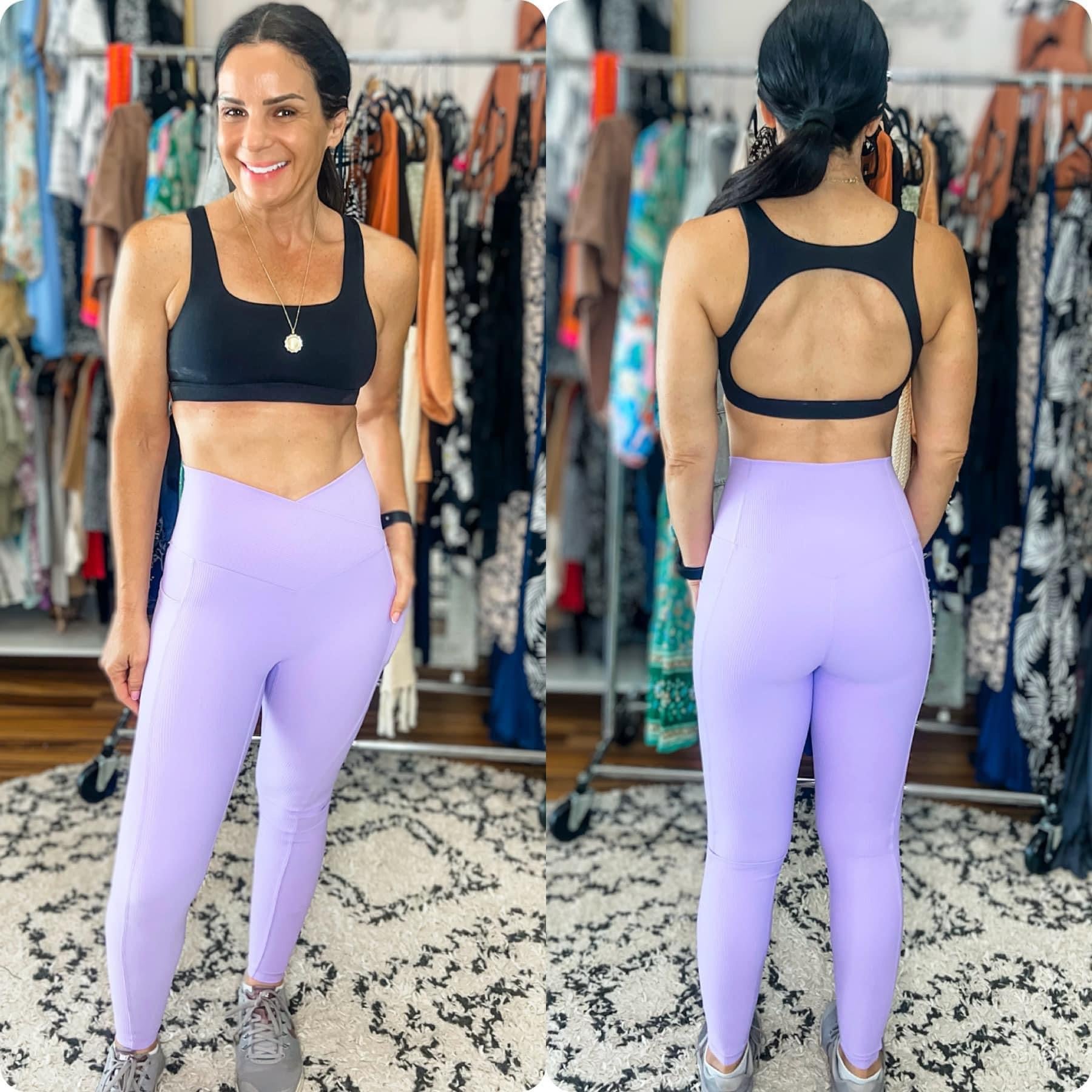 LILAC MOLLY MAX SCULPT DIAGONAL RIBBED LEGGINGS
