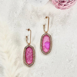 Good Day Pink Cowhide Earrings