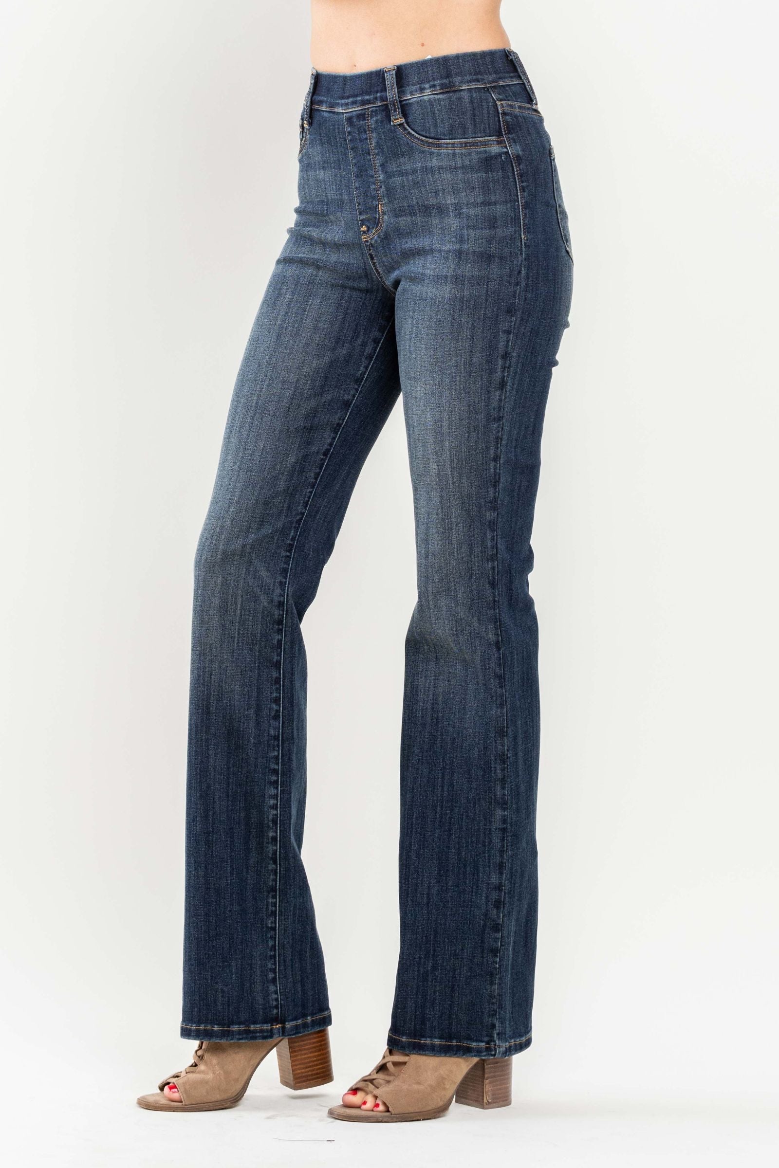 High Waist Vintage Pull On Slim Bootcut Darkwash Judy Blue Denim- SIZES 1 & 3 left.