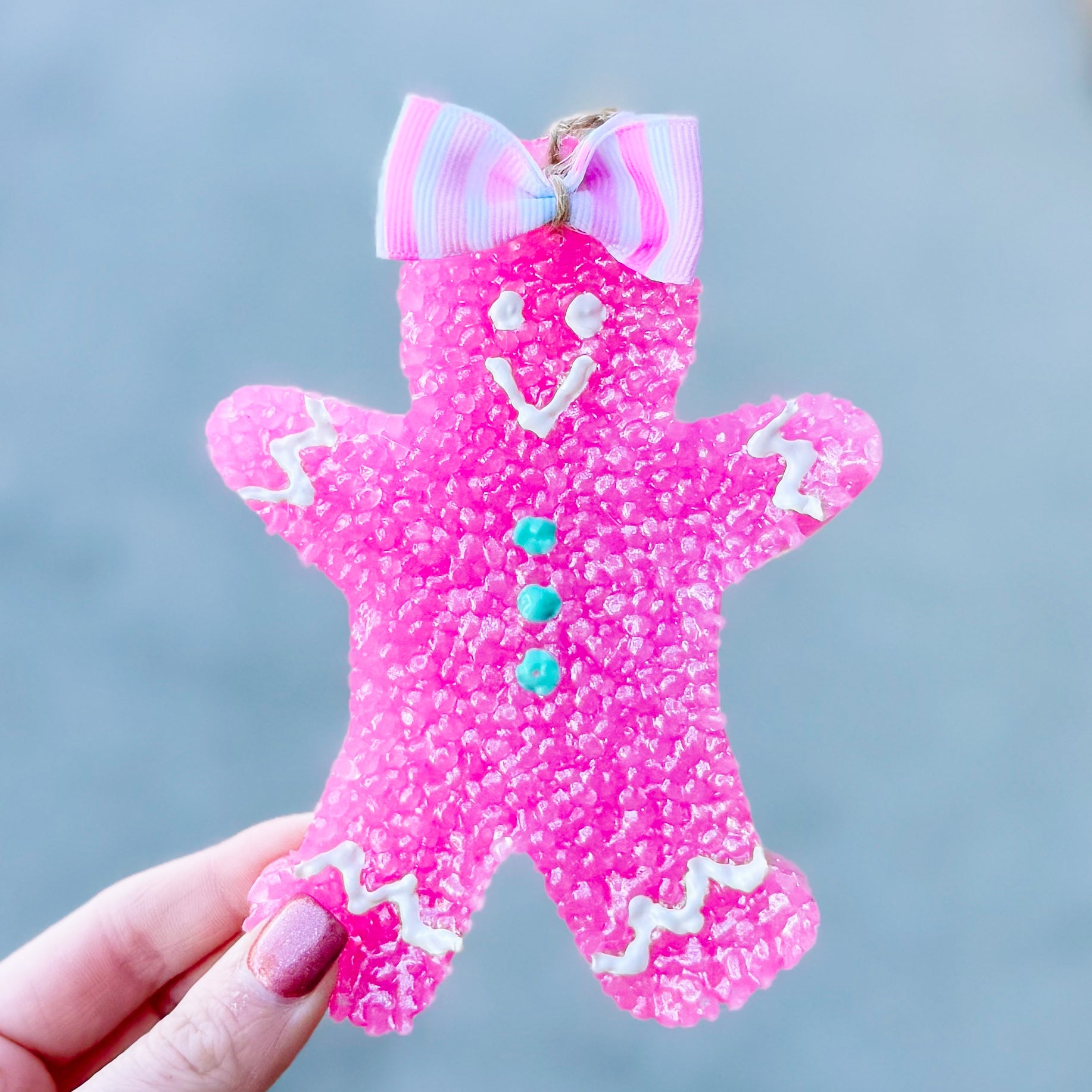 PINK GINGERBREAD LADY WITH RIBBON AND EMBELLISHED FRESHIE SWEET GRACE