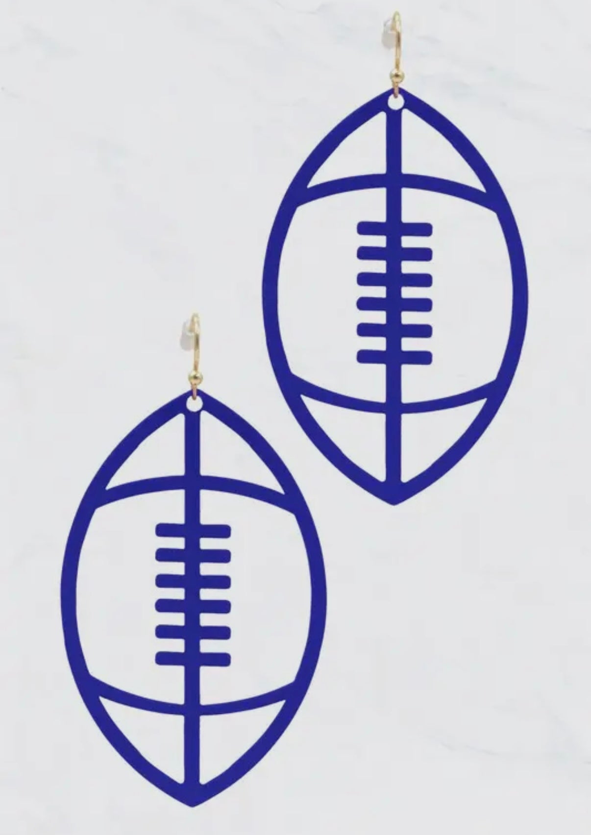 COLORED FILIGREE THIN FOOTBALL CUTOUT EARRINGS
