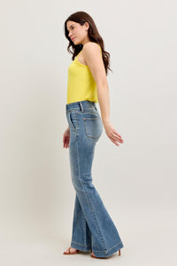 HIGH WAIST TROUSER FLARE MEDIUM WASH JUDY BLUE DENIM
