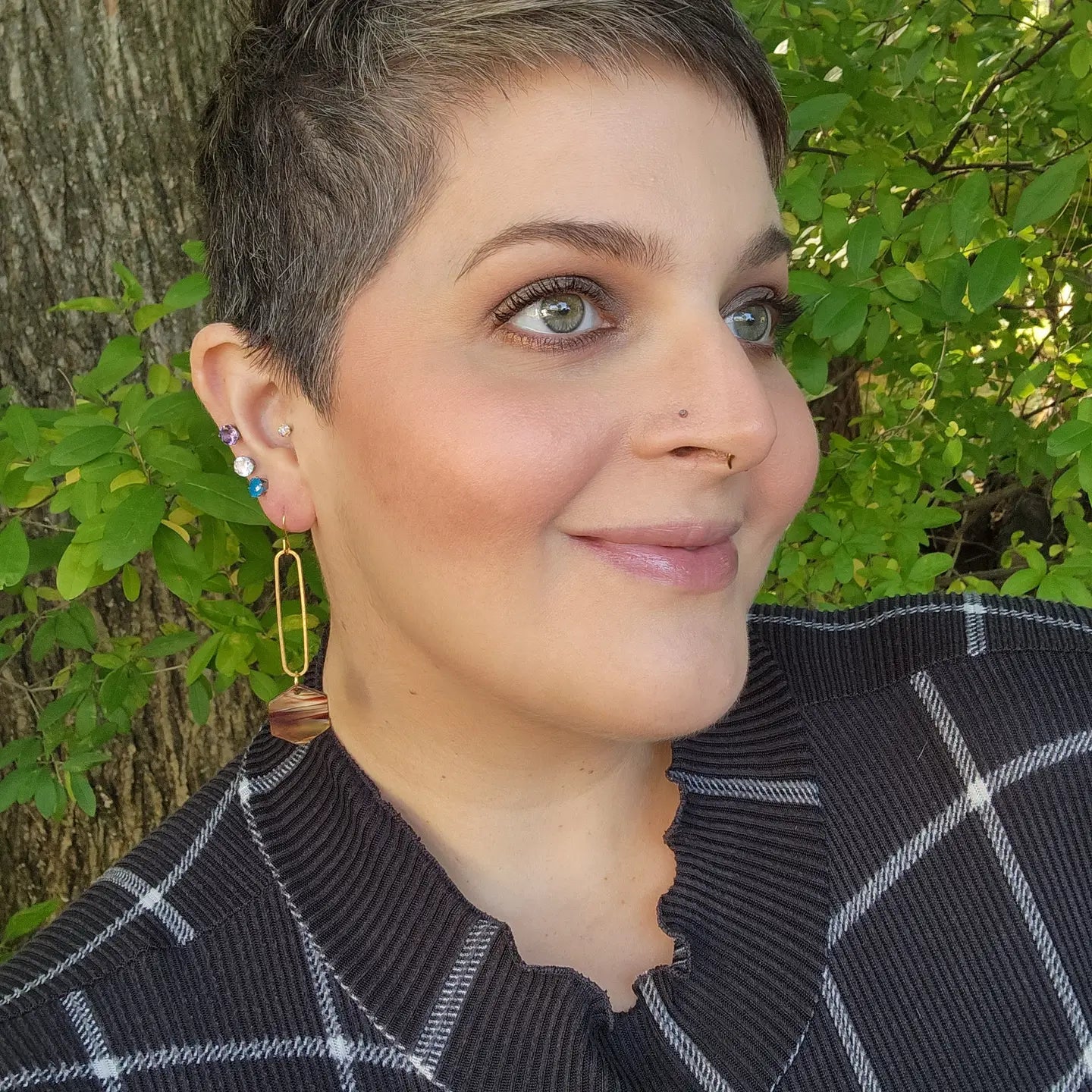 BROWN HEXAGON MINIMALIST ACRYLIC STATEMENT HANDMADE BBB EARRINGS