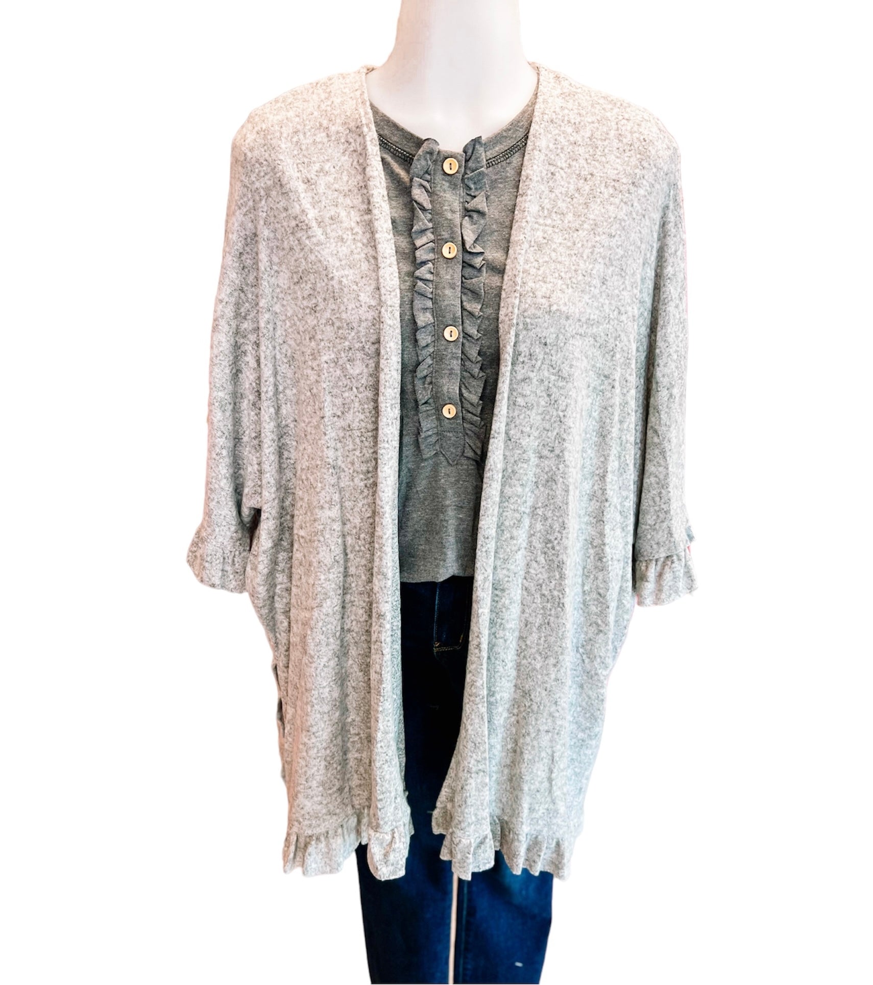 Heather Grey Solid Dolman Cardigan