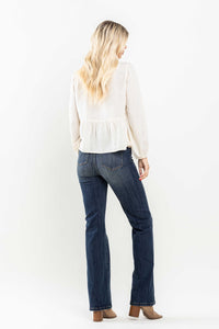 High Waist Vintage Pull On Slim Bootcut Darkwash Judy Blue Denim- SIZES 1 & 3 left.