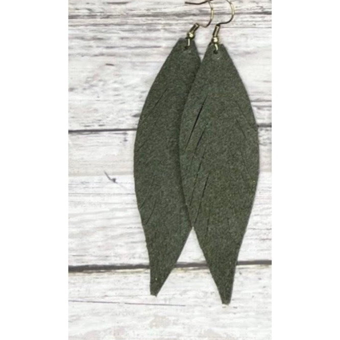 LONG FEATHER LIGHTWEIGHT LEATHER HANDMADE EARRINGS BY B.O.D