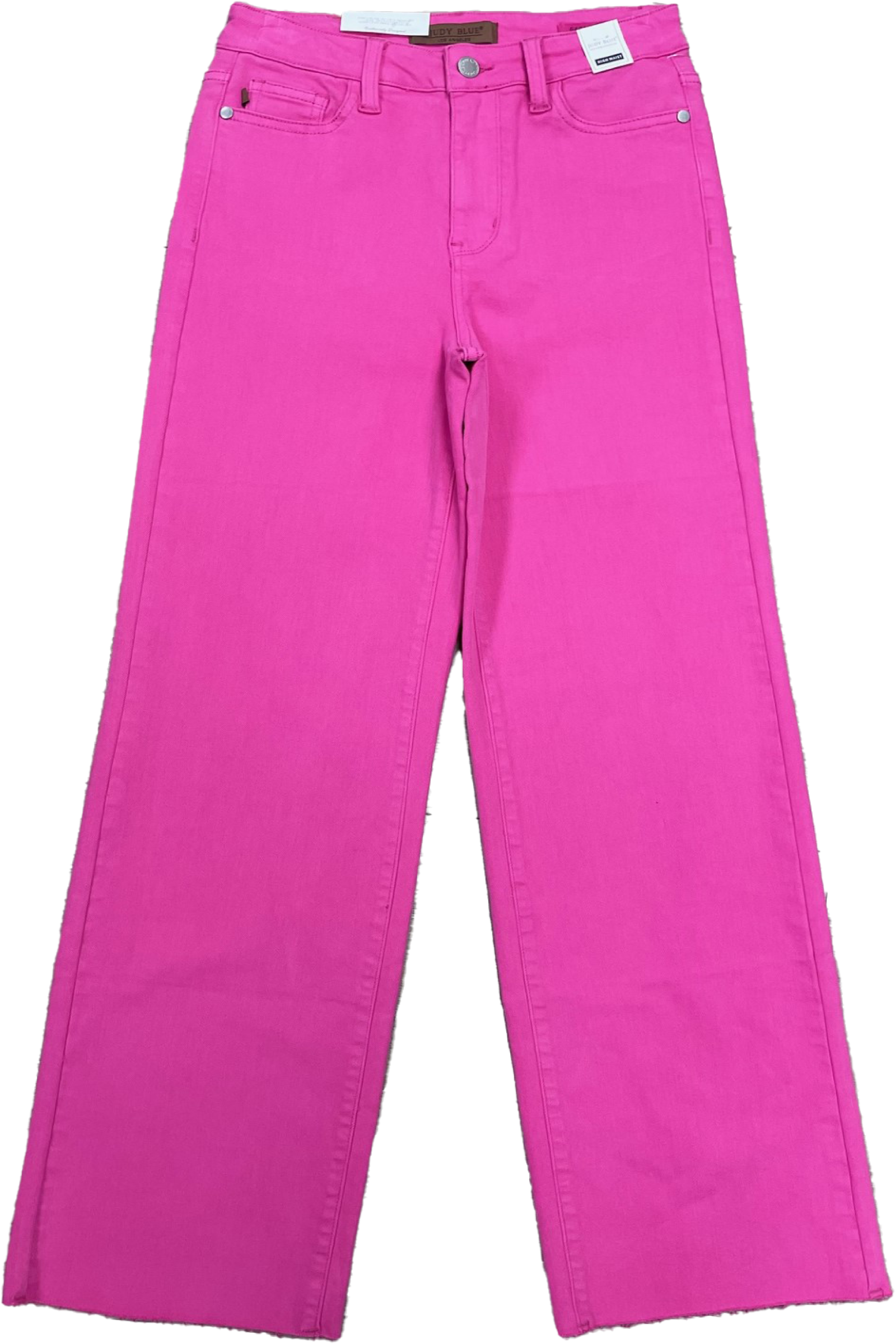 HOT PINK JUDY BLUE HIGH WAIST GARMENT DYED 90S STRAIGHT DENIM- SALE- SIZES 9/29, 11/30 & 15/32 LEFT