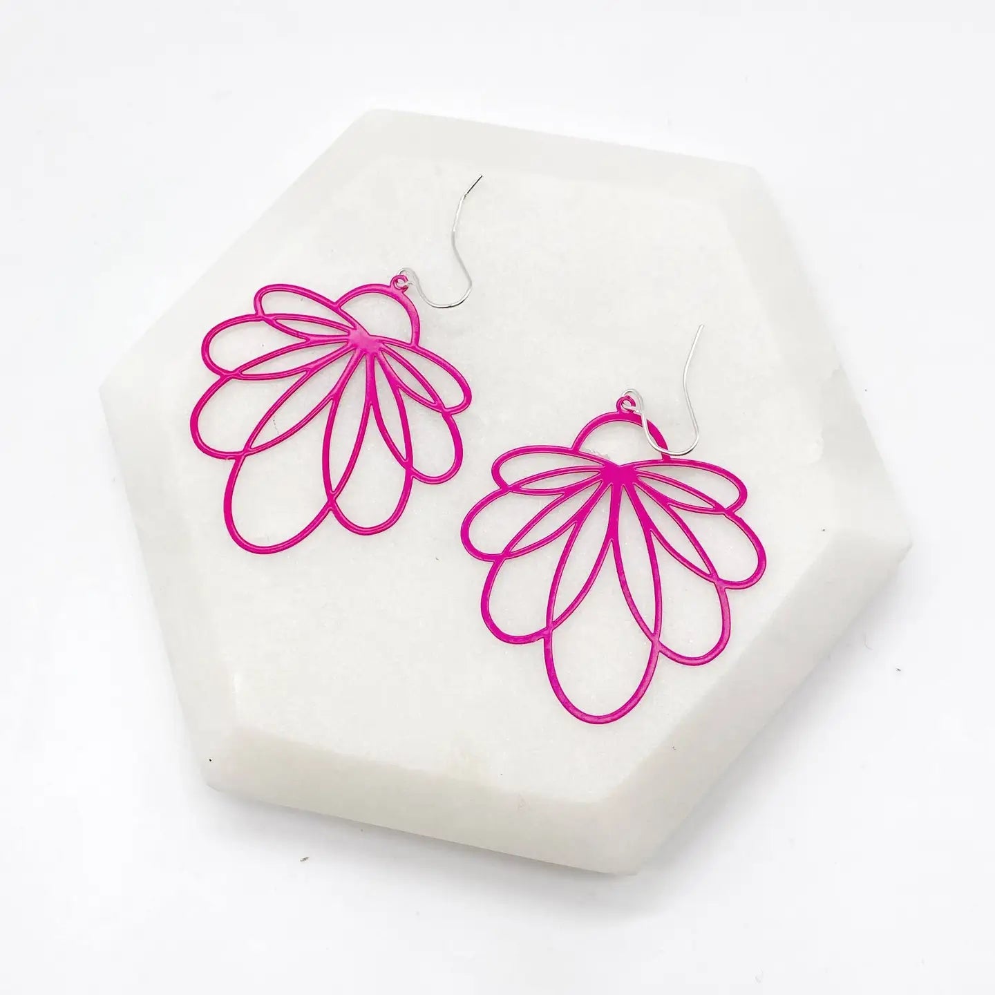 HOT PINK LOOPY METAL HANDMADE BBB EARRINGS